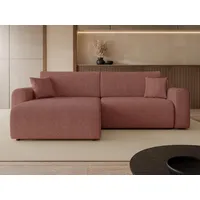 MIRJAN24 Ecksofa Floryn L Cord, mit Schlaffunktion und Bettkasten, mit zwei Dekokissen, 245x145x82 cm rosa