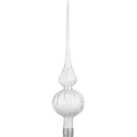 Navidacio Christbaumschmuck Weihnachtsbaumspitze Groß 35cm in Ice Weiss Silber Regen