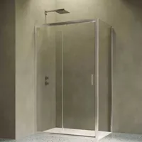 Eckduschkabine 120x90 cm mit 1 chrom/transparenten Schiebetür - Siro