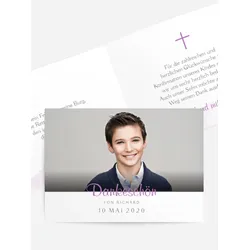 Dankeskarten Kommunion selbst gestalten mit Spruch und Fotos im Onlinedesigner bei Meine-Kartenmanufaktur.de