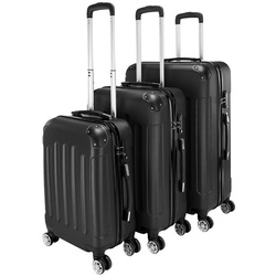 VINGLI Trolleyset 3 in 1 tragbarer ABS Trolley Koffer, Reisekoffer schwarz