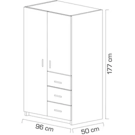 masseno Drehtürenschrank PINELLO 96 x 177 x 50 cm Weiß