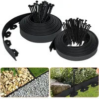 Rasenkante Kunststoff 40m Flexible Beetumrandung Wurzelsperre System blumenbeet Umrandung mit 60 Befestigungsnägeln, Schwarz Hengmei