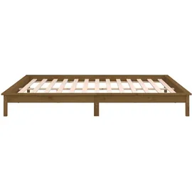 vidaXL Massivholzbett mit LEDs Honigbraun 140x190 cm