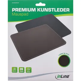 InLine Maus-Pad Premium Kunstleder schwarz,