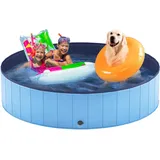 Taeku Hundepool, Haustier Planschbecken Pools für Große Kleine Hunde Stabiler Schwimmbecken Hundebadewanne (Bleu 160 * 30cm)
