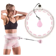 HMS Hula-Hoop-Reifen Massagereifen Trainingsreifen Hula-Hoop (Spar-Set, 1-tlg., mit Zähler), Verstellbare Seillänge des Schwerkraftballs reguliert Widerstand weiß