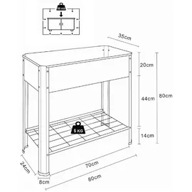 VCM Balora XL 80 x 35 x 80 cm Schwarz