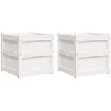 vidaXL Pflanzkübel 2 Stk. Weiß Massivholz Kiefer