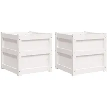 vidaXL Pflanzkübel 2 Stk. Weiß Massivholz Kiefer
