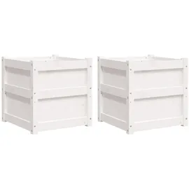 vidaXL Pflanzkübel 2 Stk. Weiß Massivholz Kiefer