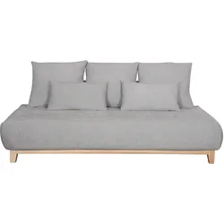 Sofa aus grauem Stoff mit Samteffekt und hellem Holz 3-Sitzer B200 cm ODEON