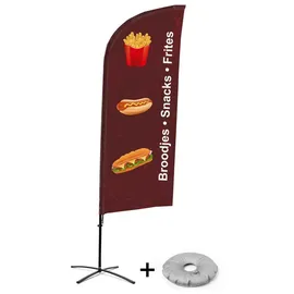 Showdown Displays Beachflag Alu Wind Komplett-Set Snacks Niederländisch Kreuzständer