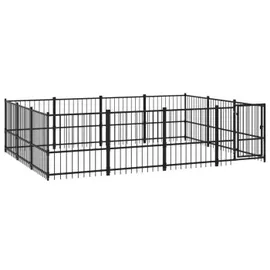 vidaXL Outdoor-Hundezwinger 11,58 m2 Stahl Schwarz
