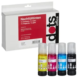 dots Tintenflaschen kompatibel zu EPSON 102 (T03R640), 4er-Set schwarz, cyan, magenta, gelb