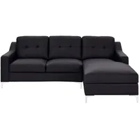 Mid.you Ecksofa, Schwarz, Leder, Echtleder, Büffelleder, 3-Sitzer, Ottomane rechts, L-Form, 228x160 cm, Wohnzimmer, Sofas & Couches, Wohnlandschaften