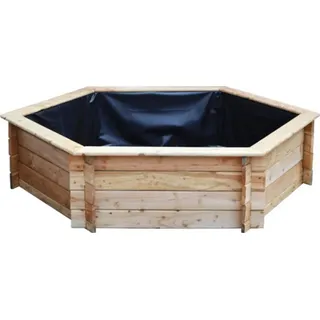 Hochteich promadino Miniteich 6eck-Hochteich, natur, Lärche mit Teichfolie 145 x 128 x 41 cm
