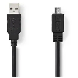 Nedis 2m USB 2.0 Kabel, Schwarz Stecker Typ A -> Micro-Stecker Typ B