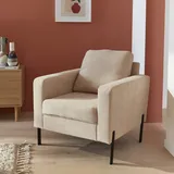 sweeek Sessel mit Kordsamt-Bezug - Beige - Bjorn - mit geraden Metallfüßen