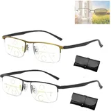 Sovtay Outfany Intellireader, Outfany Lesebrille, Outfany Intelli Lesebrille, Progressive Fern- Und Nah-Lesebrille Aus Titan, Progressive Lesebrille Für Frauen Und Männer (3.5x,Black+Gold) - 3.5x