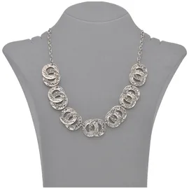 Steuer Modeschmuck Collierkette Metallcollier silberfarben mit Strasssteinchen