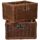 VIVANNO Regalkorb Schrankkorb Korb Billy-Regal Rattan Braun BASKO (2er Set 20x35x25)