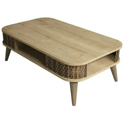 Dmora Wohnzimmertisch Dmoll, Niedriger Wohnzimmertisch, Kaffeeregal, Couchtisch für Sofa, 105x60h35 cm, Eiche