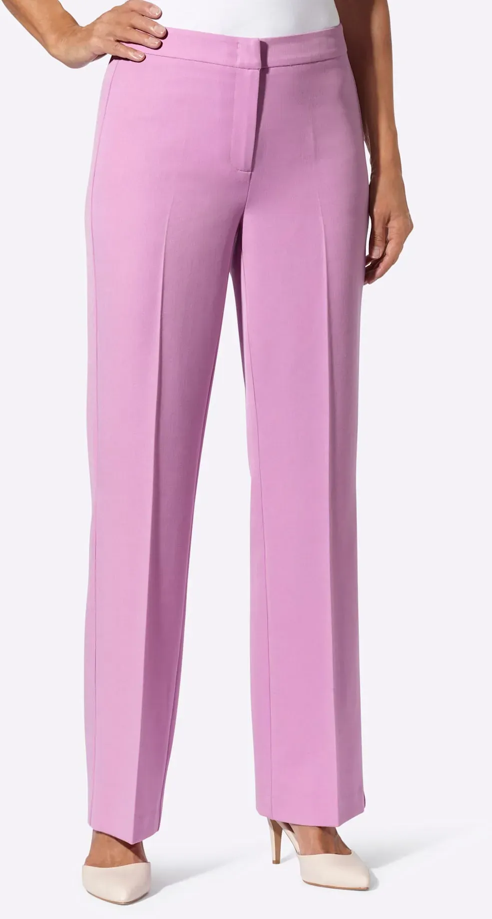 Bügelfaltenhose LADY, Damen, Gr. 36, Normalgrößen, orchidee, 64% Polyester, 34% Viskose, 2% Elasthan, unifarben, lang, Hosen