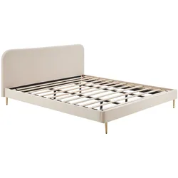 Polsterbett mit Samtbezug Beige 180x200 cm Doppelbett Ehebett Bettgestell