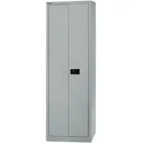 BISLEY Flügeltürenschrank Universal, 4 Fachböden, 5 OH, B 600 mm, Metall, 355 Silber, 40 x 60 x 195 cm