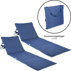 Onvaya Premium Strandmatte mit Rückenlehne | Strandliege faltbar | Strandmatratze dunkelblau | mit Tragegurt | 161 x 55 x 45 cm 2 Stück)
