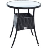 ESTEXO Polyrattan Beistelltisch Gartentisch Rattan Tisch Balkontisch Gartenmöbel Rund Kaffeetisch Teetisch Couchtisch Rattantisch (Schwarz)