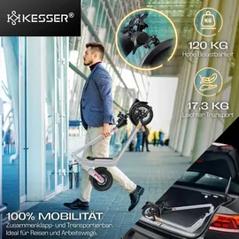 Kesser KESSER® E-Scooter mit Straßenzulassung 40km Reichweite Faltbarer Elektro 36V / 10 Ah Batterie Roller Belastung bis 120kg 450W Motor 10" Reifen LCD-Display und universelle Smartphonehalterung