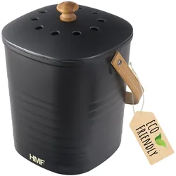 HMF 3780 Nachhaltiger Biomülleimer Küche, Geruchsdichter Komposteimer mit Deckel, 3 Liter, Schwarz
