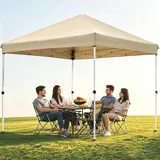Fijinhom Pavillon 3x3 Wasserdicht Stabil Winterfest, Faltpavillon 3x3 Höhenverstellbar, Pop Up Pavillon UV Schutz 50+,Partyzelt Gartenpavillon Für Outdoor, Beige