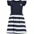 blue seven BLUE SEVEN, Mädchen, Kleid gestreift, Mädchen, Gr. 116, 5950, nachtblau, 95% Baumwolle, 5% Elasthan, normal, Rundhals, Kleider Jerseykleid