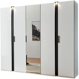 WIMEX Drehtürenschrank WIMEX "Rimini by fresh to go, Kleiderschrank mit Spiegel, Metallgriffe", weiß, grafit, B:250cm H:216cm T:58cm, Spanplatte, Schränke, inklusive LED Beleuchtung, B/T/H 250/58/216cm, weiß oder graphit