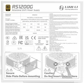Lian Li RS Series 80 Plus Gold Netzteil 1.200 Watt, mit RS Hub, weiß