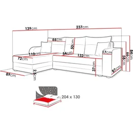 Mirjan24 Ecksofa Hewlet Bis, Sofa mit Bettkasten und Schlaffunktion, L-Form, Stilvoll Eckcouch vom Hersteller (Farbe: Manila 35) - Grün