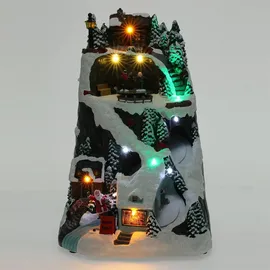 Wellhome Weihnachtsdorf zur Dekoration mit LED-Lichtern und Bewegung 19,6x17,7x30,1cm