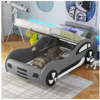 STILVORA Kinderbett 90x200 mit matratze,Autobett Polsterbett mit bettkasten,Flachbett (90x200cm, mit Unterbettstauraum), mit Matratze grau