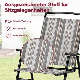 Costway Hochlehner Gartenstuhl 61,5 x 61,5 x 92 cm grau 2 St.