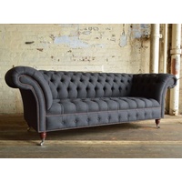 JVmoebel Chesterfield-Sofa, Chesterfield Design Luxus Polster Sofa Couch Sitz Garnitur grau