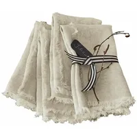 Loberon Serviette 4er Set Largo zierender Fransensaum, natürlicher Look,