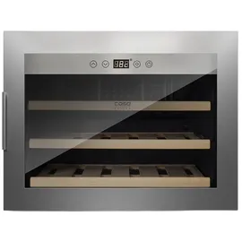 CASO Design Caso WineSafe 18 EB Inox - Weinkühlschrank für 18 Flasche, Einbaugerät Standardmaß, Höhe 45cm, 5-20°C, Innenraumbeleuchtung, UV-Filterglas, Edelstahl,