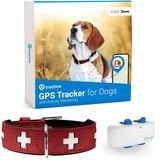 HUNTER Halsband Swiss S-M (47), rot/schwarz, Tractive GPS Tracker für Hunde (Weiß), GPS mit unbegrenzter Reichweite + Hundehalsband