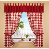 Querbehang STICKEREIEN PLAUEN "Durach" Gr. 4, rot, B:300cm H:40cm, Polyester, Gardinen