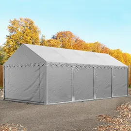 TOOLPORT Lagerzelt 4,00 x 8,00 m grau mit Bodenrahmen