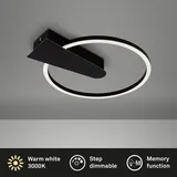 Briloner Leuchten - LED Deckenleuchte dimmbar in 3 Stufen, Memoryfunktion, warmweiße Lichtfarbe, LED Deckenlampe rund, schwarzer, Ø29,5 cm