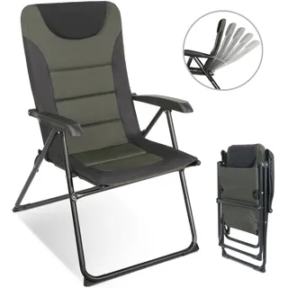 HOMECALL Campingstuhl Gartenstuhl klappbar, polyester, 5 fach Verstellbarer Rückenlehne, bis 150kg, schwarz/grün